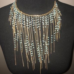 Chain and turquoise statement necklace